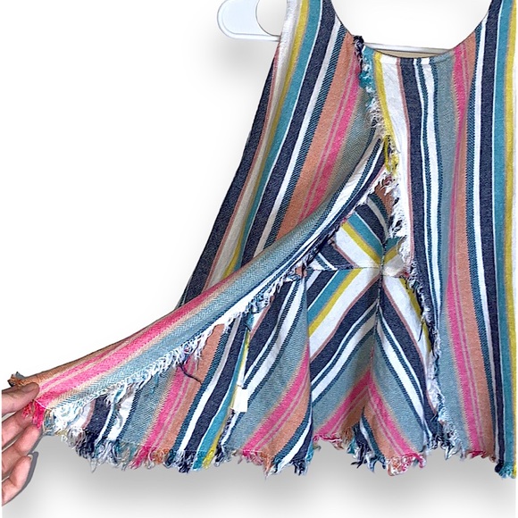 Indigo Rein Size L Lenin Blend Raw Hem Open Back Tank Top - Picture 3 of 6